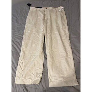 Chaps Mens Cream Flat Front Pants W42 X L30 NEW